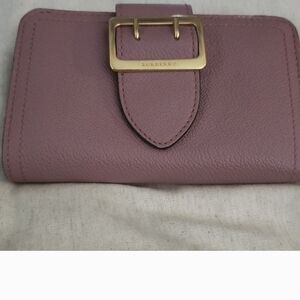 Burberry Dusty Rose Leather Wallet with Gold Buckle